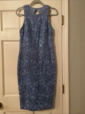 Vince Camino—Sleeveless Blue Lace Sheath Dress—Size 10